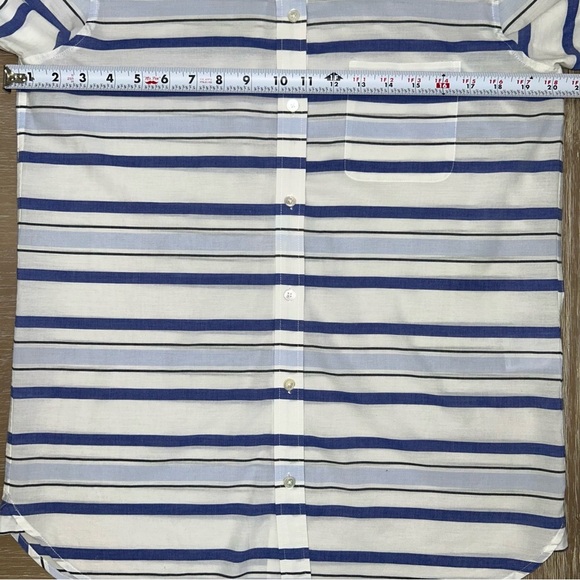 Equipment Femme Blue White Striped Cotton Button Down Shirt Classic Workwear S - Picture 10 of 11